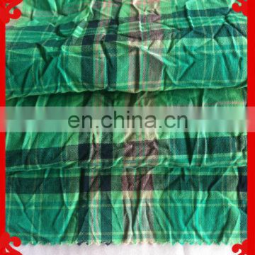 2014 fashion latest new Italy seersucker design pattern green 100% cotton yarn dyed CHEAPEST seersucker check fabric