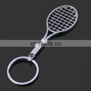 custom metal badminton keychain with silver plated