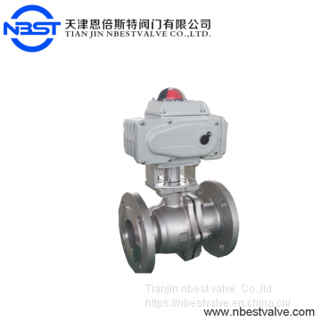 stainless steel motorized flange ball valve with limit switch box