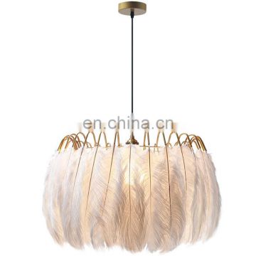 Ins net red chandelier girl warm and romantic children's room bedroom feather chandelier Nordic creative clothing store lamps
