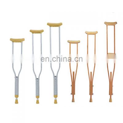 Factory price Adjustable Height cane disables and elders used pushbotton rubber pads Aluminum Arm Crutch