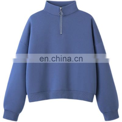 Clothing manufacturers custom-made women's spring and autumn new terry cloth half zipper casual sweater plus size pullover