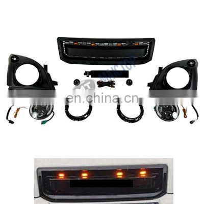 MAICTOP car body kit front grille with light fog lamp for prado fj120 2003-2009 vintage style