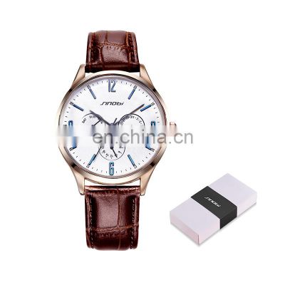 SINOBI Luxury Trendy  Round Handwatch S9546G Classic  Business  Second Dial Male Watch  Mens Watch Sets