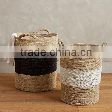High quality best selling eco-friendly Set of 2 seagrass basket- two tones colors from Vietnam