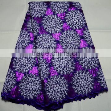 L400-4 last design High quality double organza Korea embroidery lace fabric with many sequnce