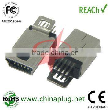 USB 2.0 Type 5 pin female mini usb connector