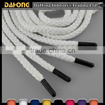 durable cotton white round shoelace drawstring cord with painted metal end                        
                                                                                Supplier's Choice