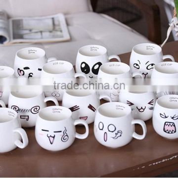 Wholesale cute qq puiz Ceramic Mug/ coffee mug with logo and decal for promotional gifts milk mug