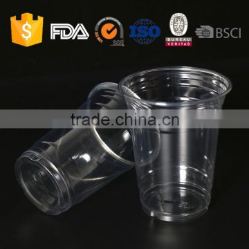 18oz PET material transparent disposable plastic cup with lid
