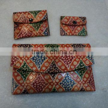 leather purses 3 pcs sets shantiniketan prints