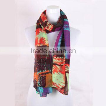 2015 Latest Promotional Popular Elements Luxury and Exquisite Lightweight Colorful Square Voile Fashion Scarf for Ladies