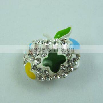 New Hair Clip Alloy Rhinestone Enamel Apple