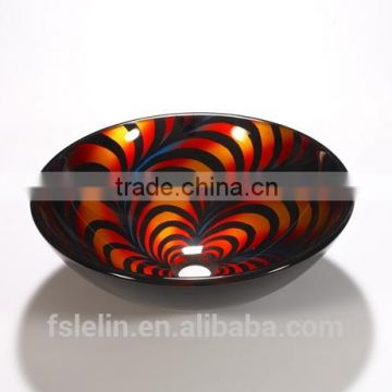 Colorful art glass basin glass vanity transparent sink LH-16020