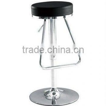 Black pu leather and steel bar stool with footrest