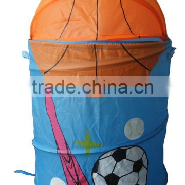 Folding pop-up laundry hamper with lid