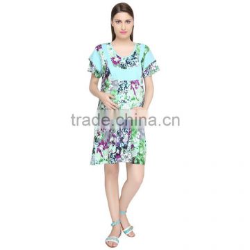 New fashion all over print maternity dress green maternity dresses for office