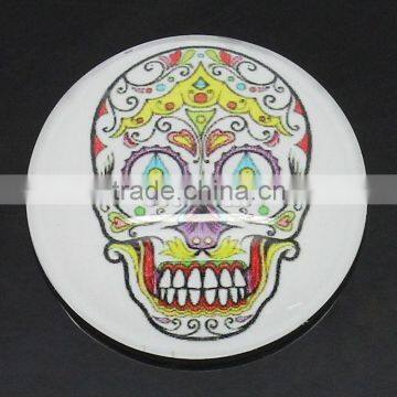 Discount Clear Glass Dome Cabochon Round Multicolor Skull Pattern Halloween 25mm Dia,20PCs