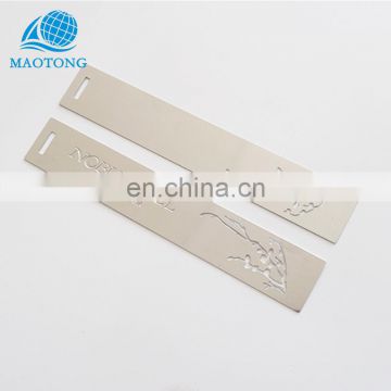 China cheap custom laser engraved silver plated metal bookmarks blank with your own logo