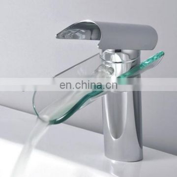 European style waterfall single handle kitchen faucet , glass water basin mixer