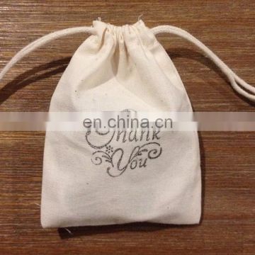 Promotional plain white small drawstring cotton bag