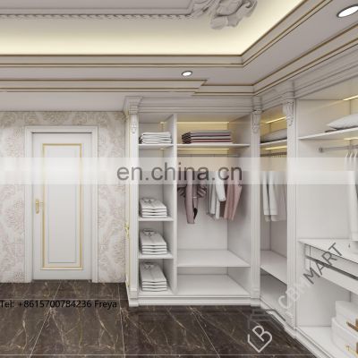 Customize amoires Luxury solid wood walk in closet cabinet wardrobe bedroom furniture set