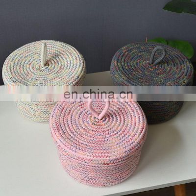 Top Selling Container Wholesale Kids Hand Woven Box Shelves Storage Baskets Lids