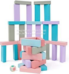 54 Pieces Classic Building Blocks Stacking Tumbling Tower for Children Family Fun Game