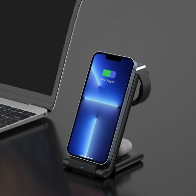Folding 3-in-1 wireless charger for mobile phone headset watches charger wholesale