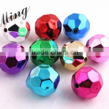 Colorful Mix AAA Quality Chunky 20mm Faceted Acrylic UV Plating Beads for Chunky Beaded Necklace Jewelry