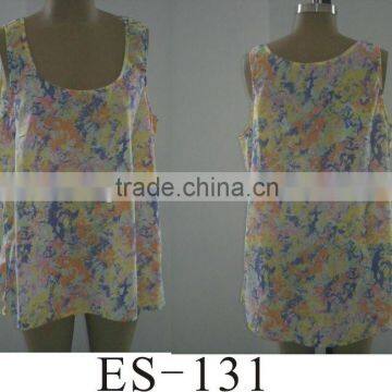 Ladies sleeveless colorful fashion chiffon blouse