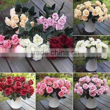 Bouquet Artificial Rose Silk 12 heads Flower Home Wedding Party decoration AF054