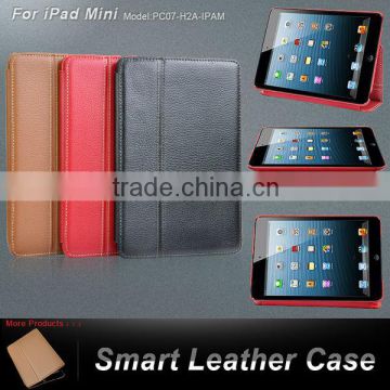 2013 New design Smart Real Leather Case for iPad Mini