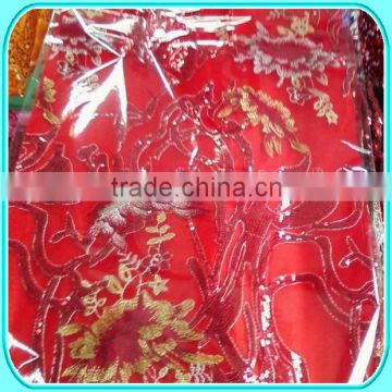 RED SPANGLE MESH FABRIC FOR WEDDING