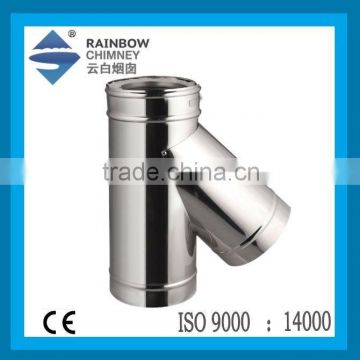 CE Double Wall Metal Stainless Steel 135 Degree Tee for Fireplace Chimney