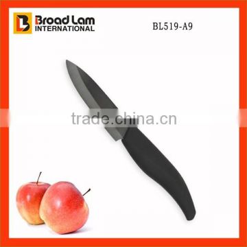 FDA&LFGB Certificate Approved Quality 3" Ceramic Black Color Fruit Knife with oustanding sharpness
