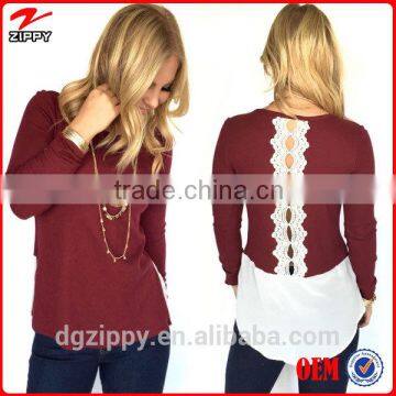 Crimson and Cream Vintage Embroider Top Wholesale Lady Blouse