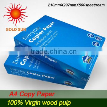 best quality 100%wood pulp a4 copy paper 80g