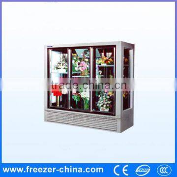 3 Glass Door Fresh Keeping Display Cabinet For Flowers