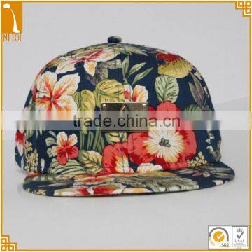 new fashion high quality 6 panel printed custom floral sanpback cap whoesale