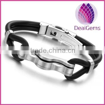 High quality genuine silicone 316L stainless steel bracelet