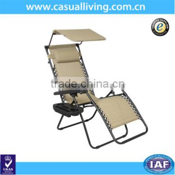 Patio Outdoor Garden Zero Gravity Canopy Sunshade Lounge Chair with Cup Holder