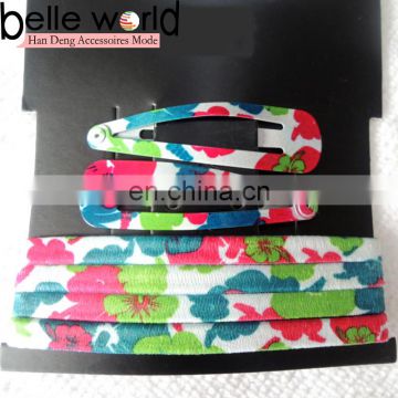 A Set of Hair Accessory Colors Printed Hair Clip and Rubber Elastic Hair Band