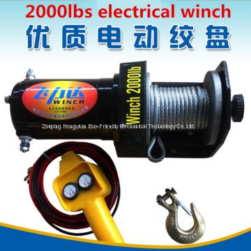 car winch for auto and self-help with 5000lbs and DC12V/24V and wired remote control