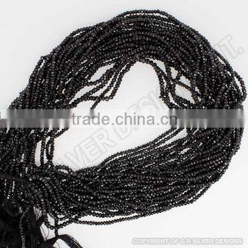 Black Spinel Roundelle Facited Beads