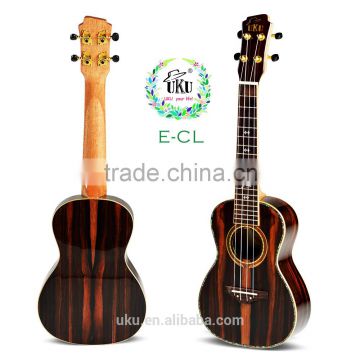 ECL China wholesale color ebony wood concert ukulele with case