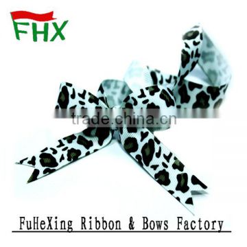 Factory direct wholesale leopard thermal transfer ribbon bow with loop in packaging