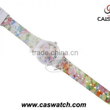 fashion cheap PVC plastic watch for promotion nice ladies plastic quartz watch custom printed PVC strap watch