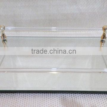 new design modern gold and clear acrylic rails mirrored vanity tray glass tray