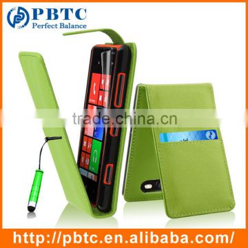 Set Screen Protector Stylus And Case For Nokia Lumia 820 , Green Wallet PU Leather Cell Phone Case